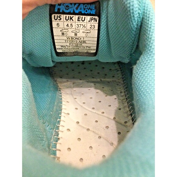 Hoka One One Bondi 7 Womens Size 6 Aquarelle Blue Green Running Shoes Comfort - Picture 11 of 11